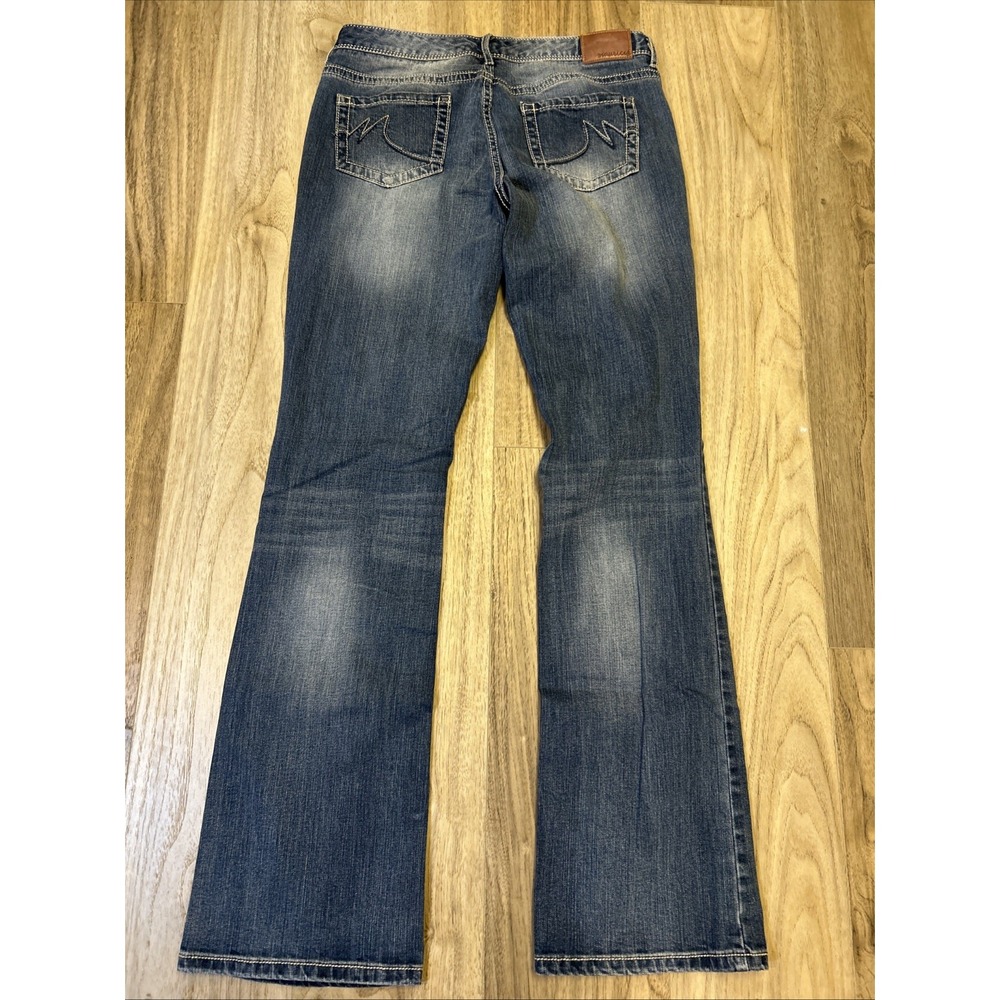 Maurices Womens Original Boot Cut Jeans Blue Stretch Stone Wash Denim 7/8L 30X35